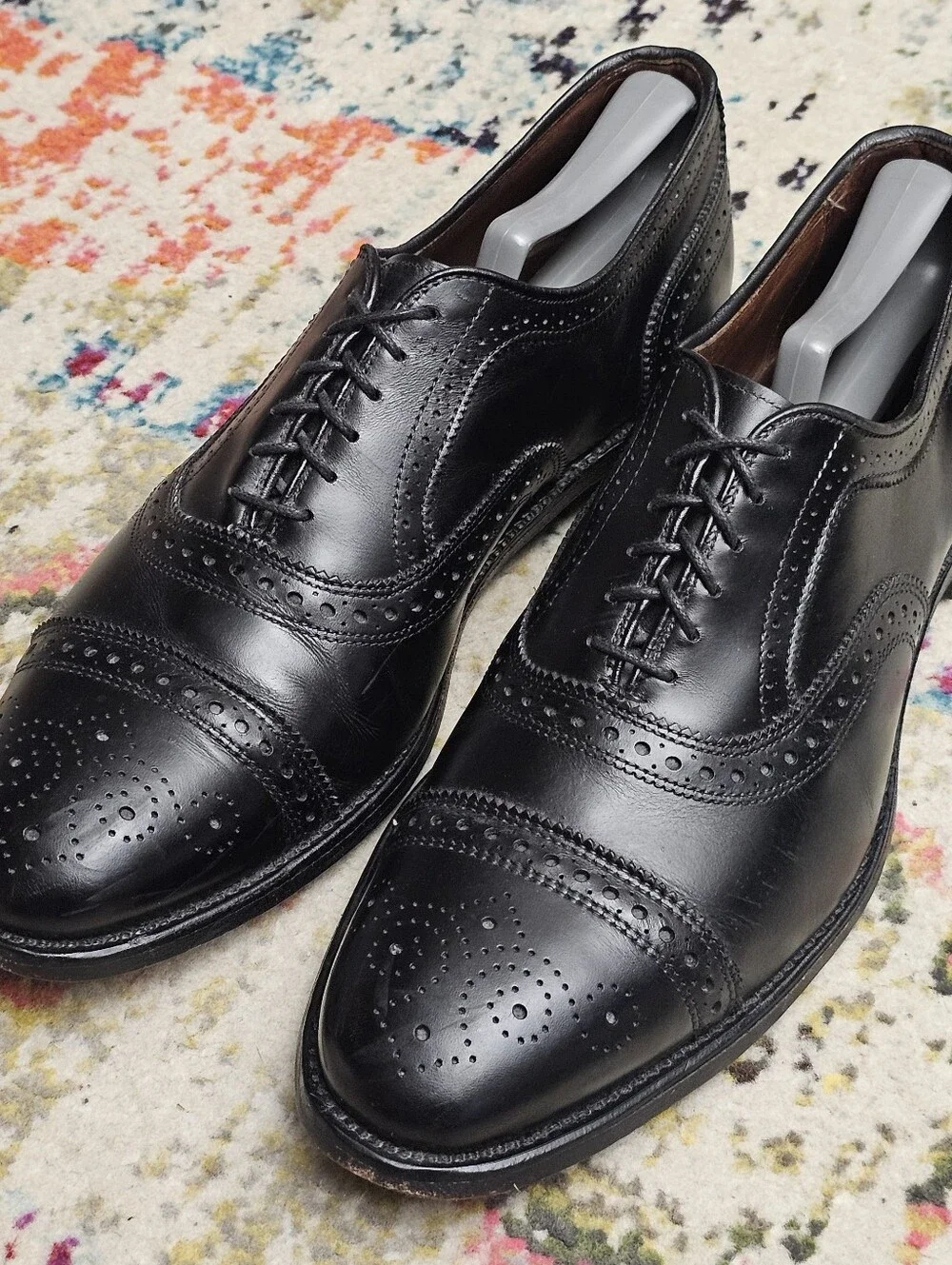 Allen Edmonds Strand Cap Toe Brogue Oxfords Size 10.5 D Black Dress Shoes
